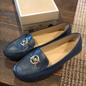 Michael Kors Navy “Molly” Leather Loafer